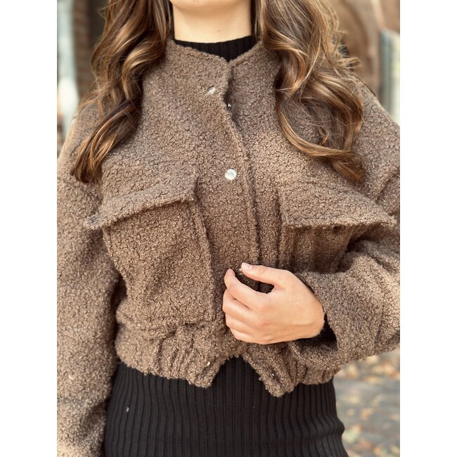Benthe teddy jacket dark brown One Size