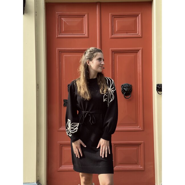 Smashed Lemon Smashed Lemon Oliva knitted dress black/sand