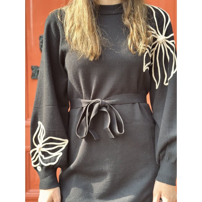 Smashed Lemon Smashed Lemon Oliva knitted dress black/sand