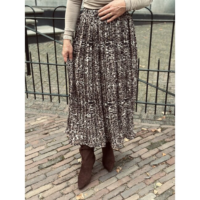 Ze-Ze Ze-Ze Hellen panterprint long skirt