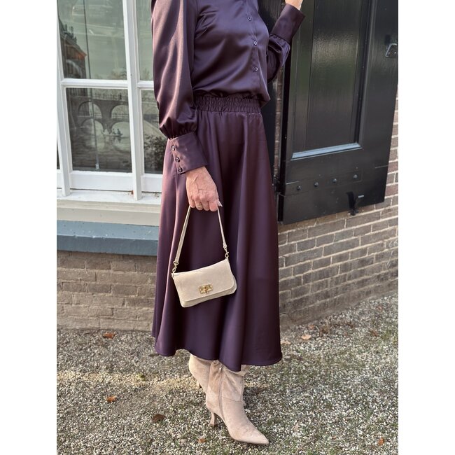 Elvira Elvira Hannah long satin skirt aubergine