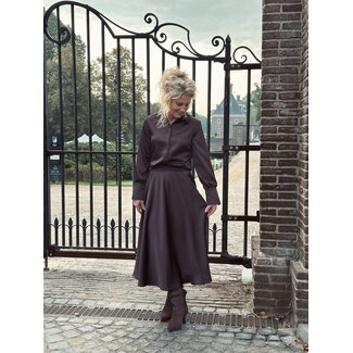 Elvira Elvira Hannah long satin skirt dark brown