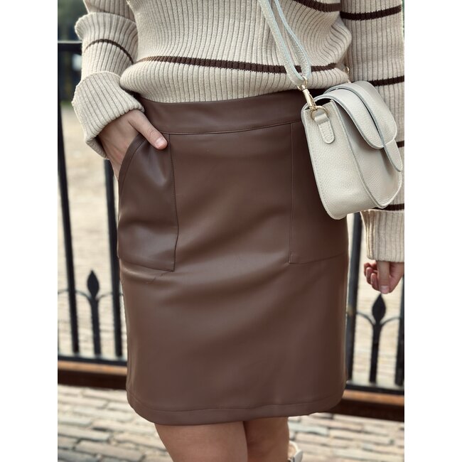 Junea skirt leather look brown