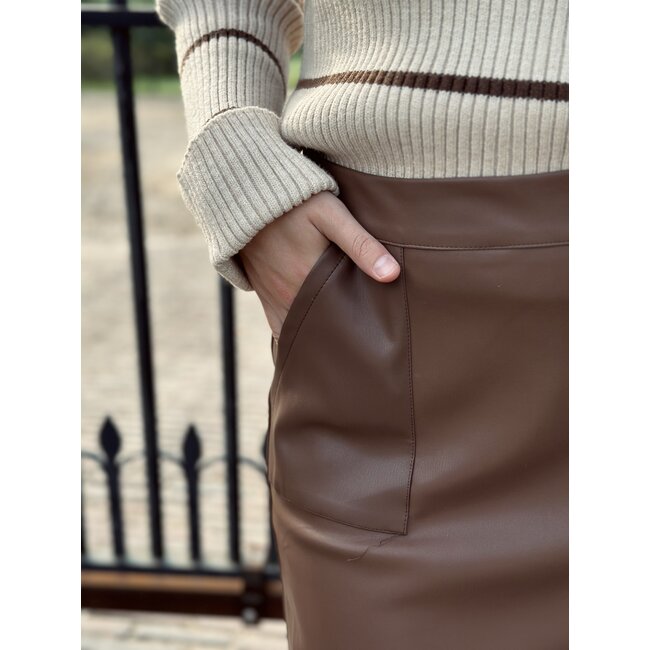 Junea skirt leather look brown