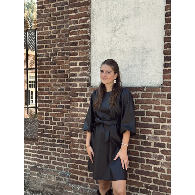 Smashed Lemon Smashed Lemon Lola leather look dress black