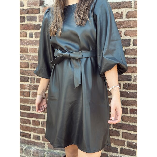 Smashed Lemon Smashed Lemon Lola leather look dress black