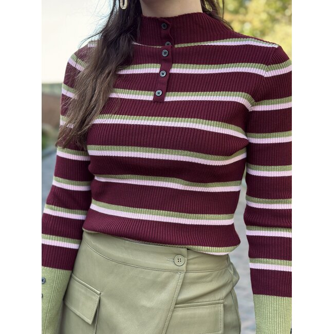 Norana top stripes bordeaux/green