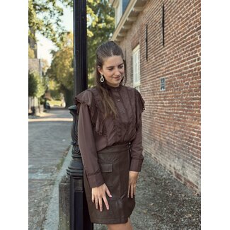 Maevy leather look skirt brown