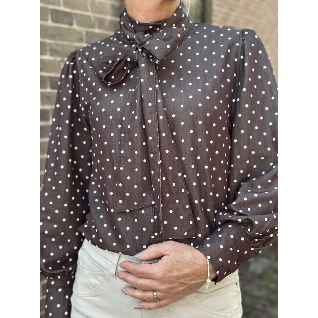 Daphne blouse polkadots brown/beige