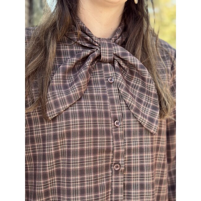 Maralie blouse dress brown/beige print