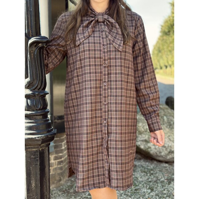 Maralie blouse dress brown/beige print