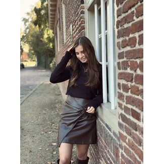 Jente leather look skirt brown