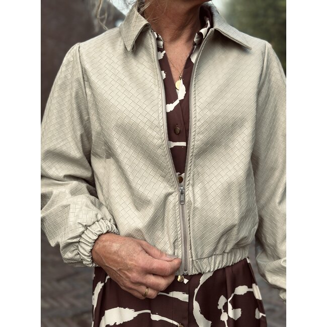 Smashed Lemon Smashed Lemon Myrina leather look jacket beige