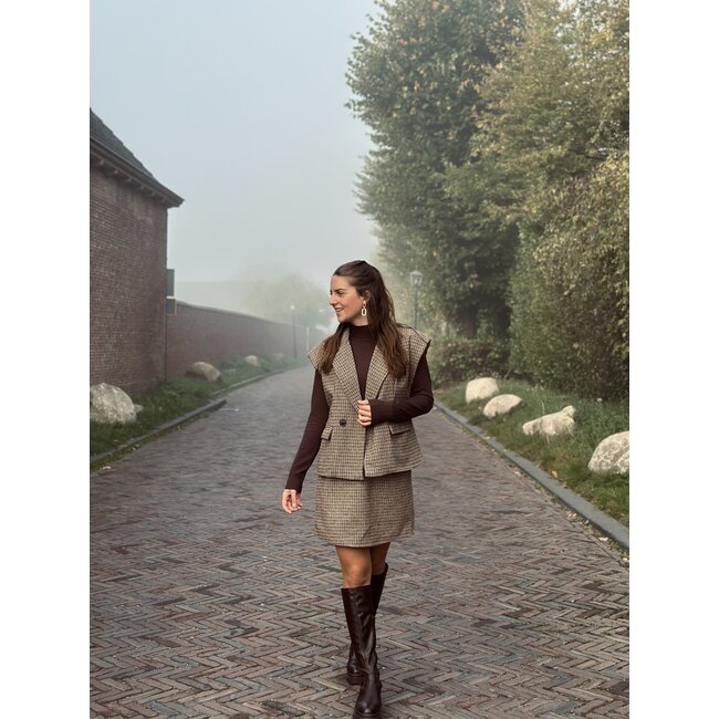 Dialla gilet camel/black print One Size