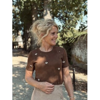 Gerdiena top suède brown/glitter