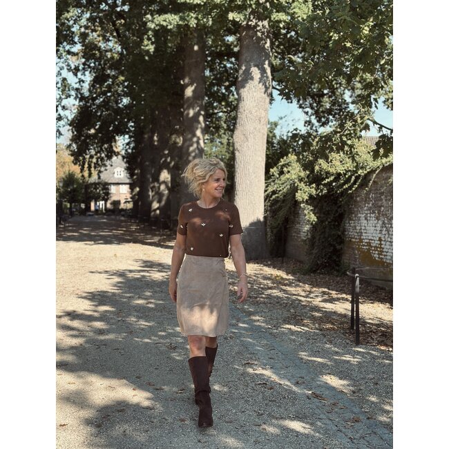 Gerdiena top suède brown/glitter