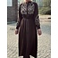 Janetta long dress dark brown/ beige print