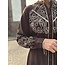 Janetta long dress dark brown/ beige print