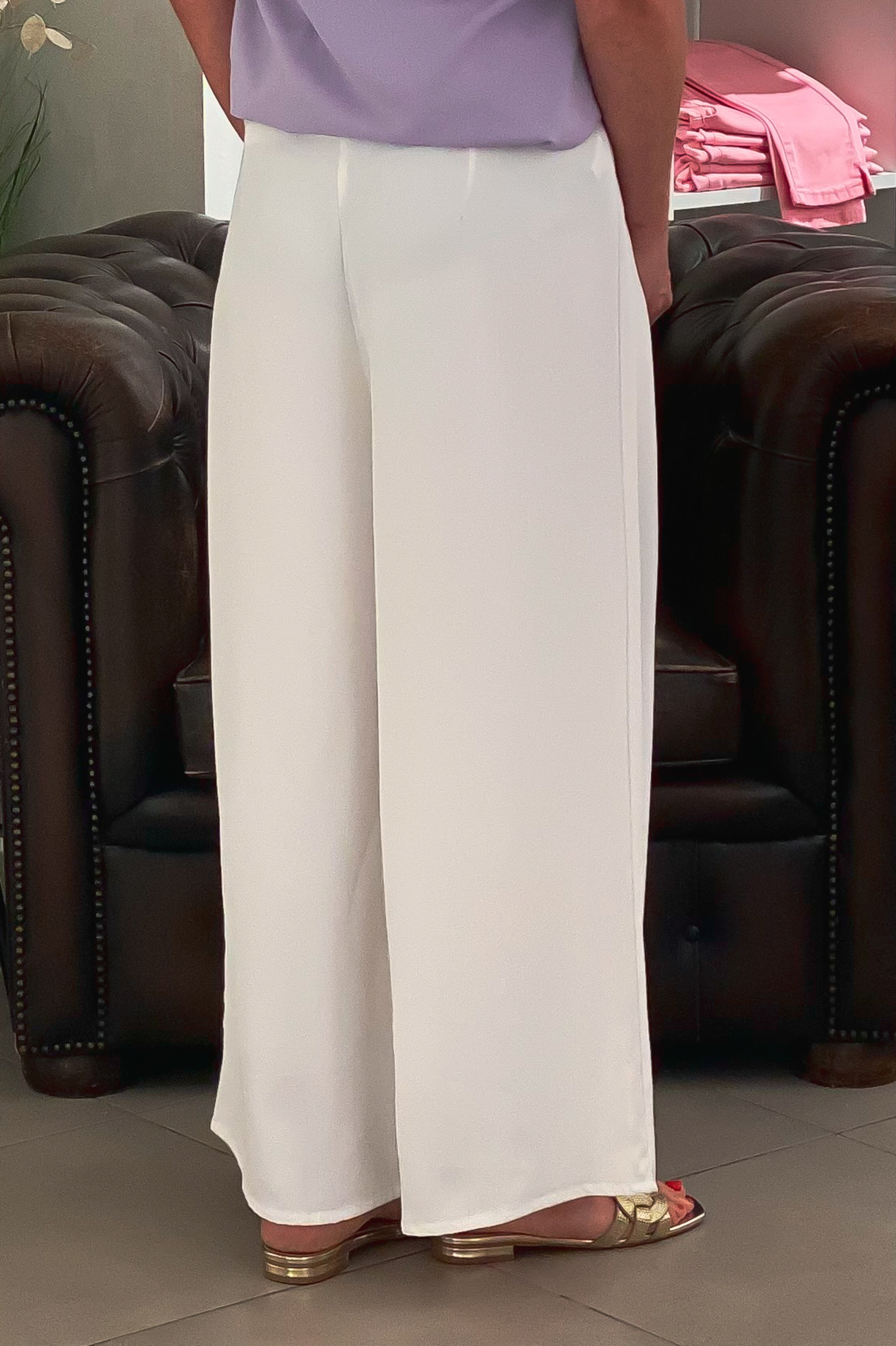 Losse witte broek met wijde pijpen - Filles de Mer