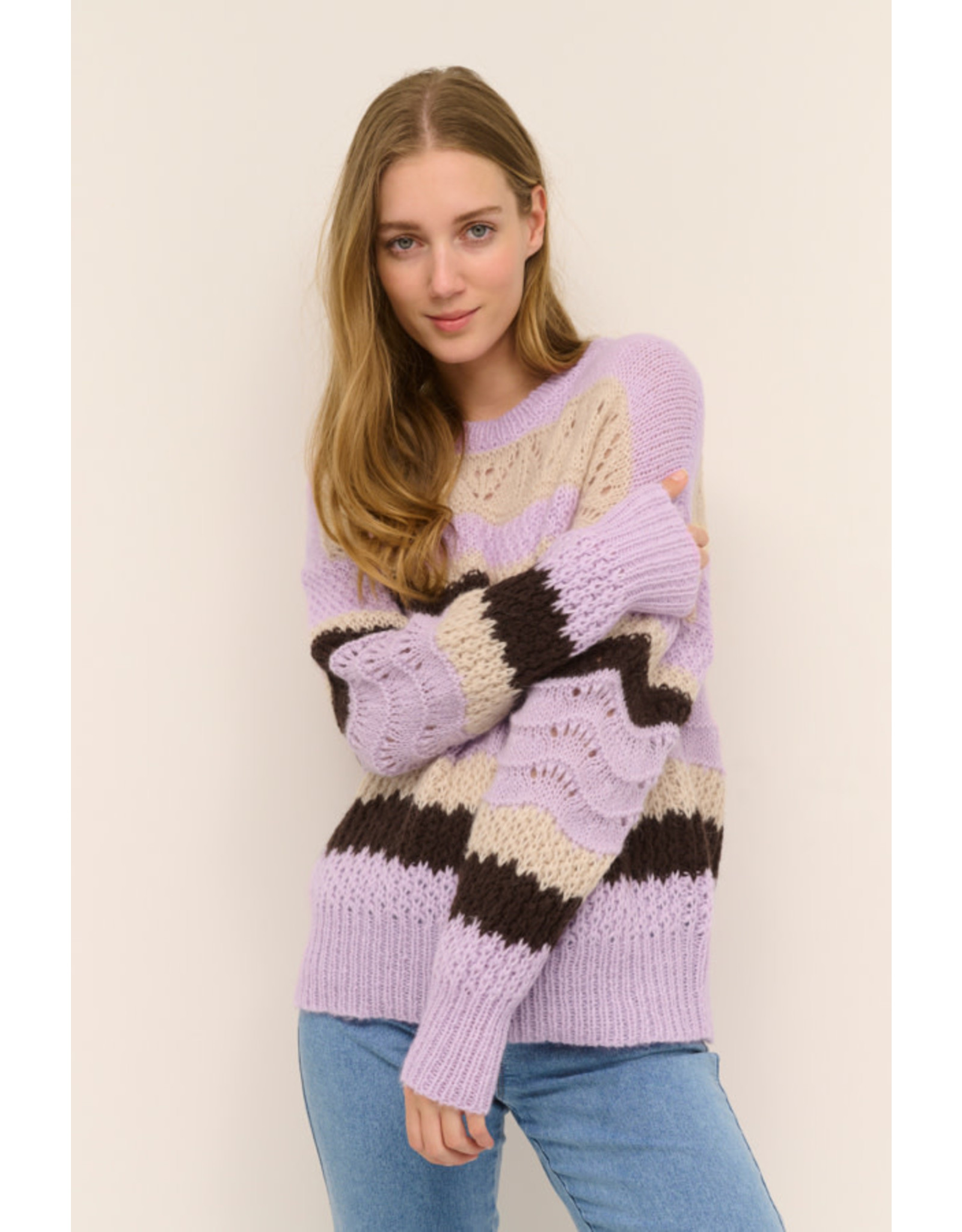KAFFE Brianne pullover knit - Purple & sand colour