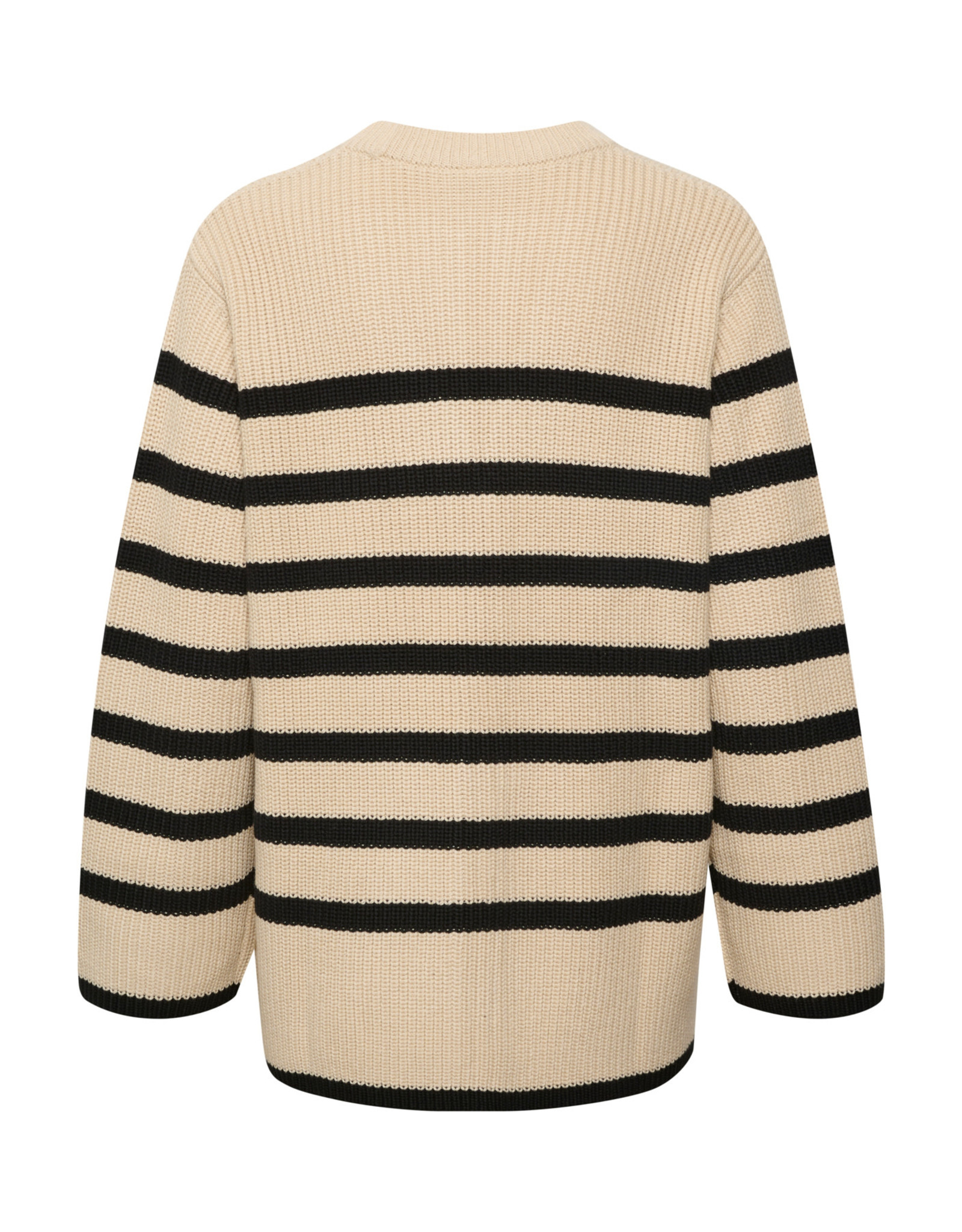 KAFFE Cilla knit cardigan - Sand dollar & black stripe