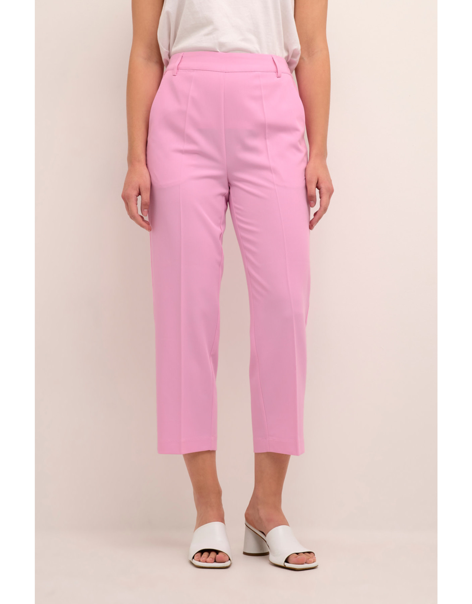 KAFFE Sakura high waist cropped pants - Pink frosting