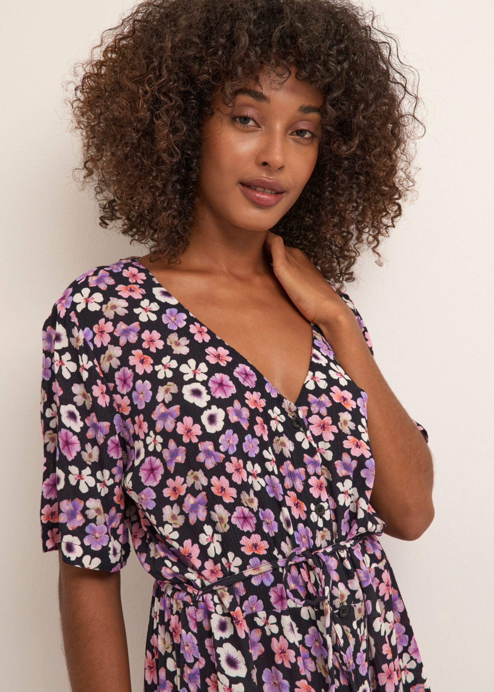 KAFFE Tara amber dress - Orange lupine flower print