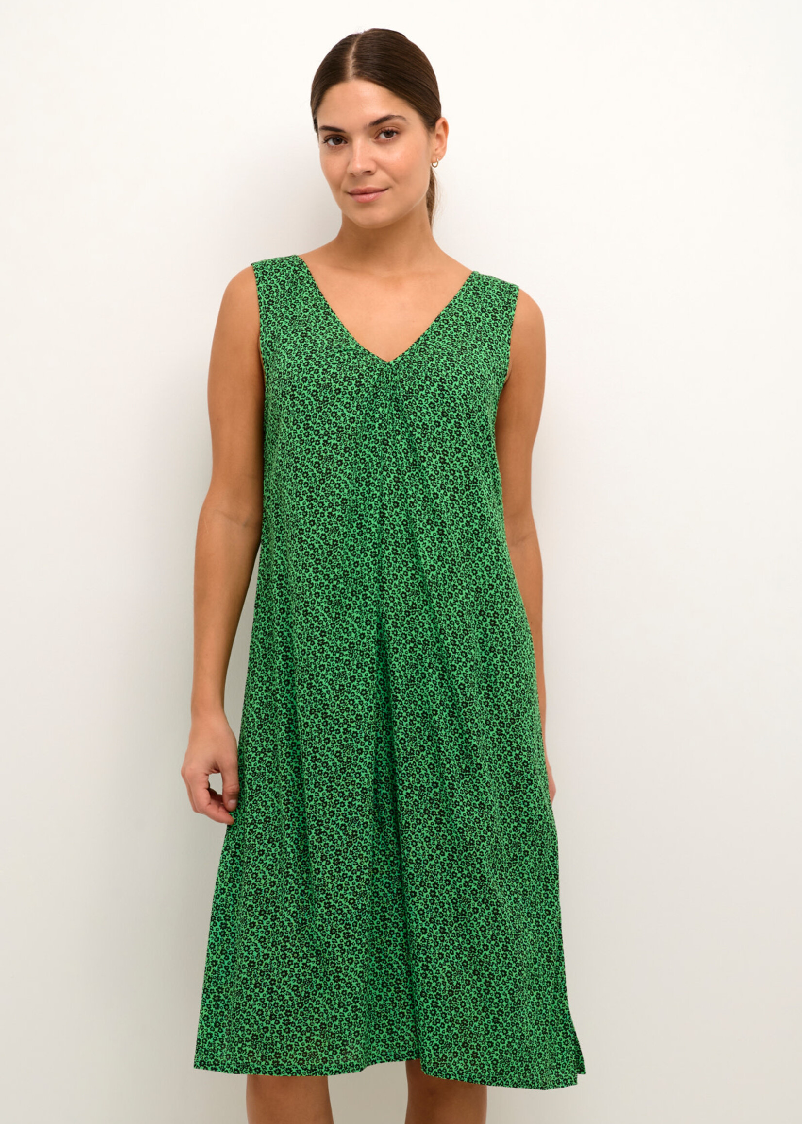 KAFFE Isolde amber strap dress - Poison green & black flower