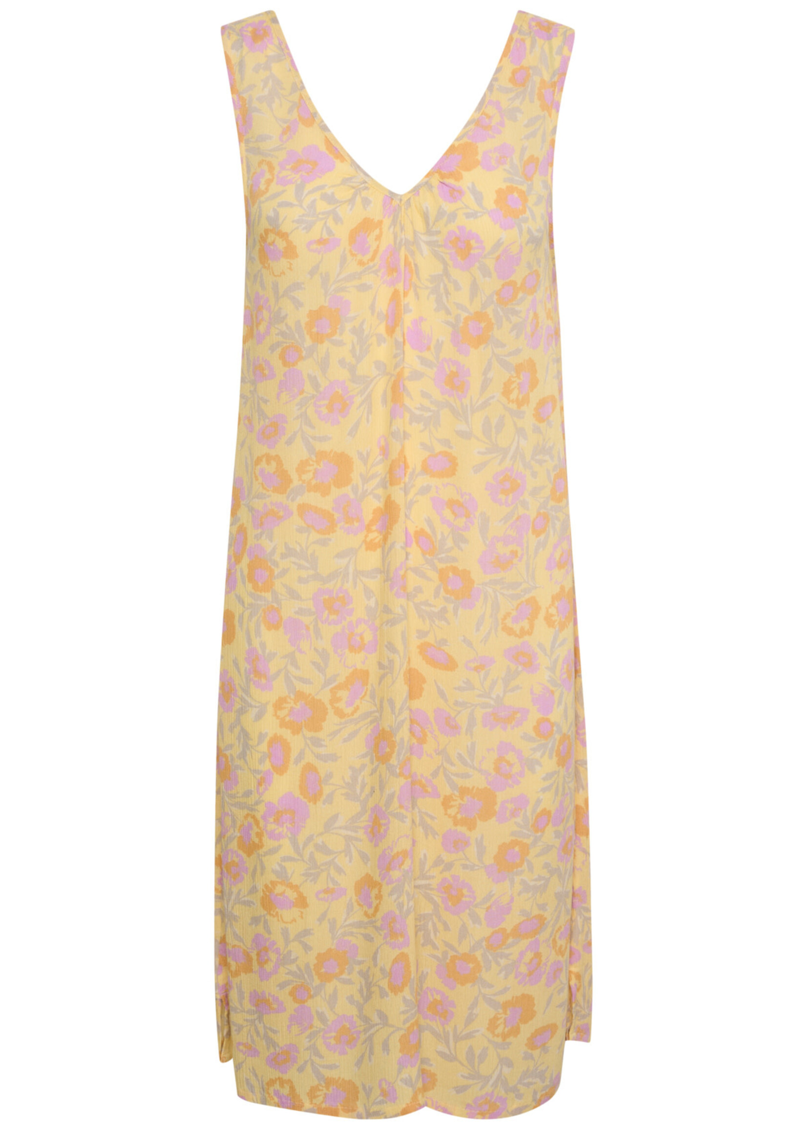 KAFFE Isolde amber strap dress - Yellow, lupine & feather flower