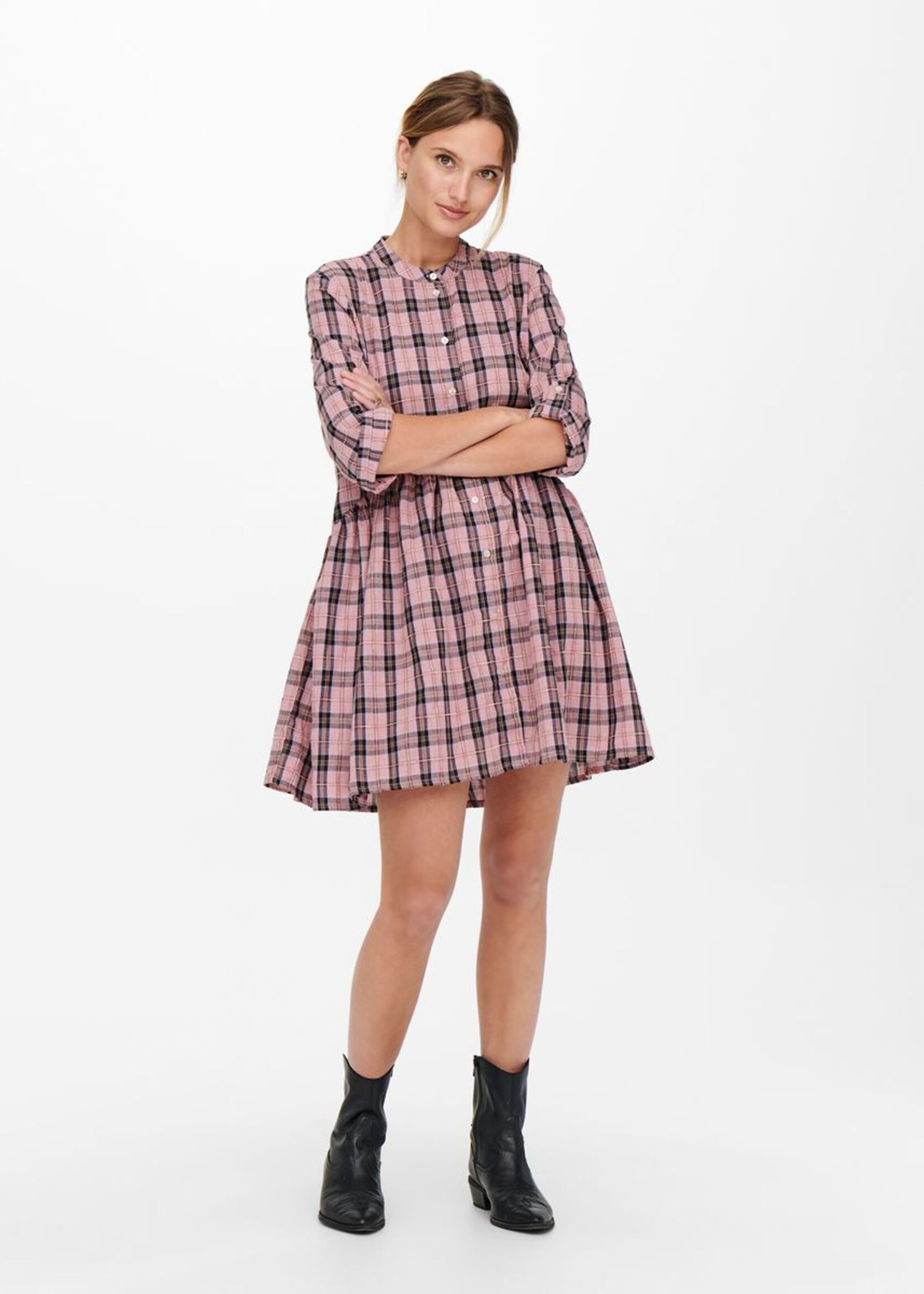 ONLY Chicago 3/4 dress - aurora pink checks