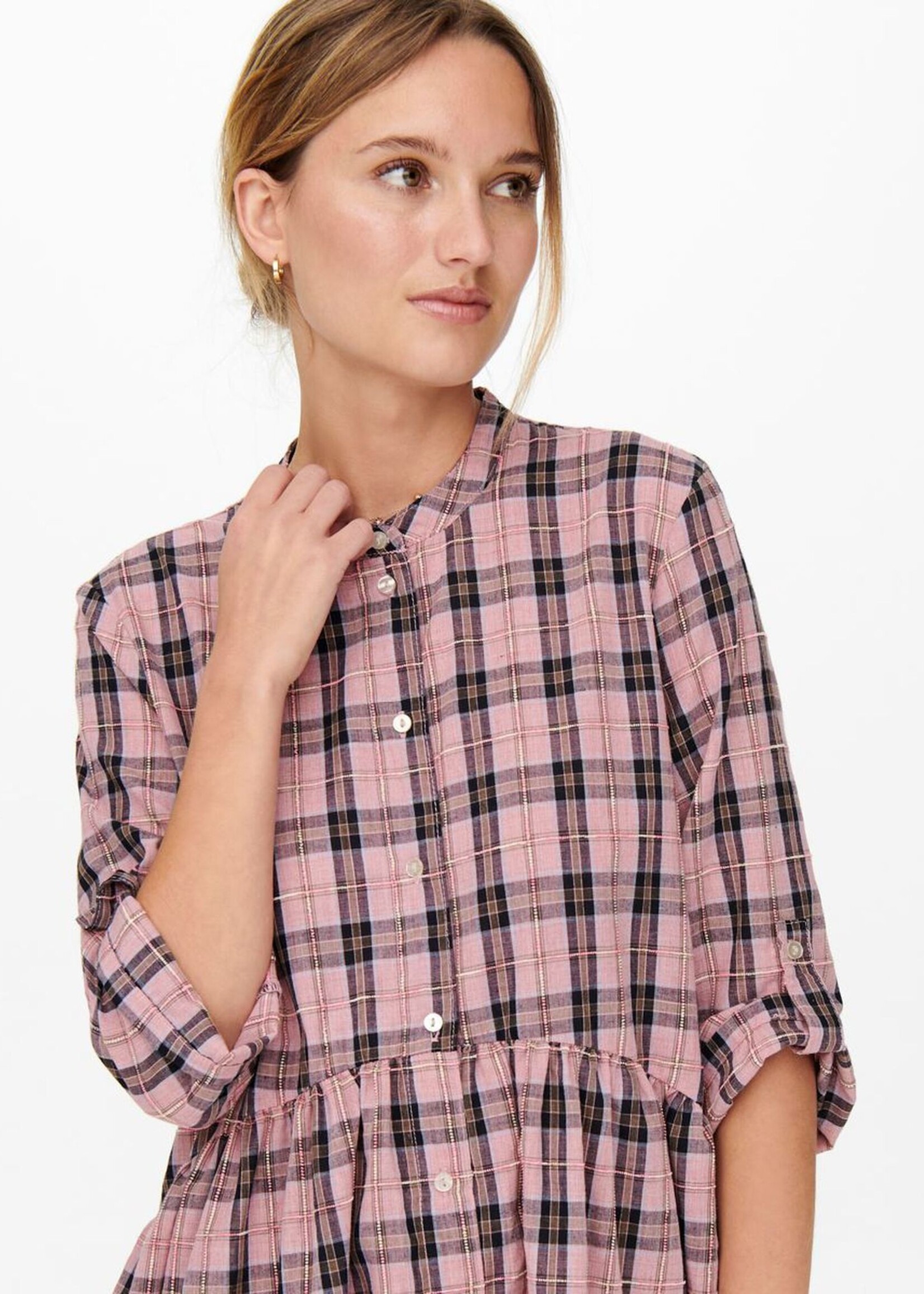 ONLY Chicago 3/4 dress - aurora pink checks