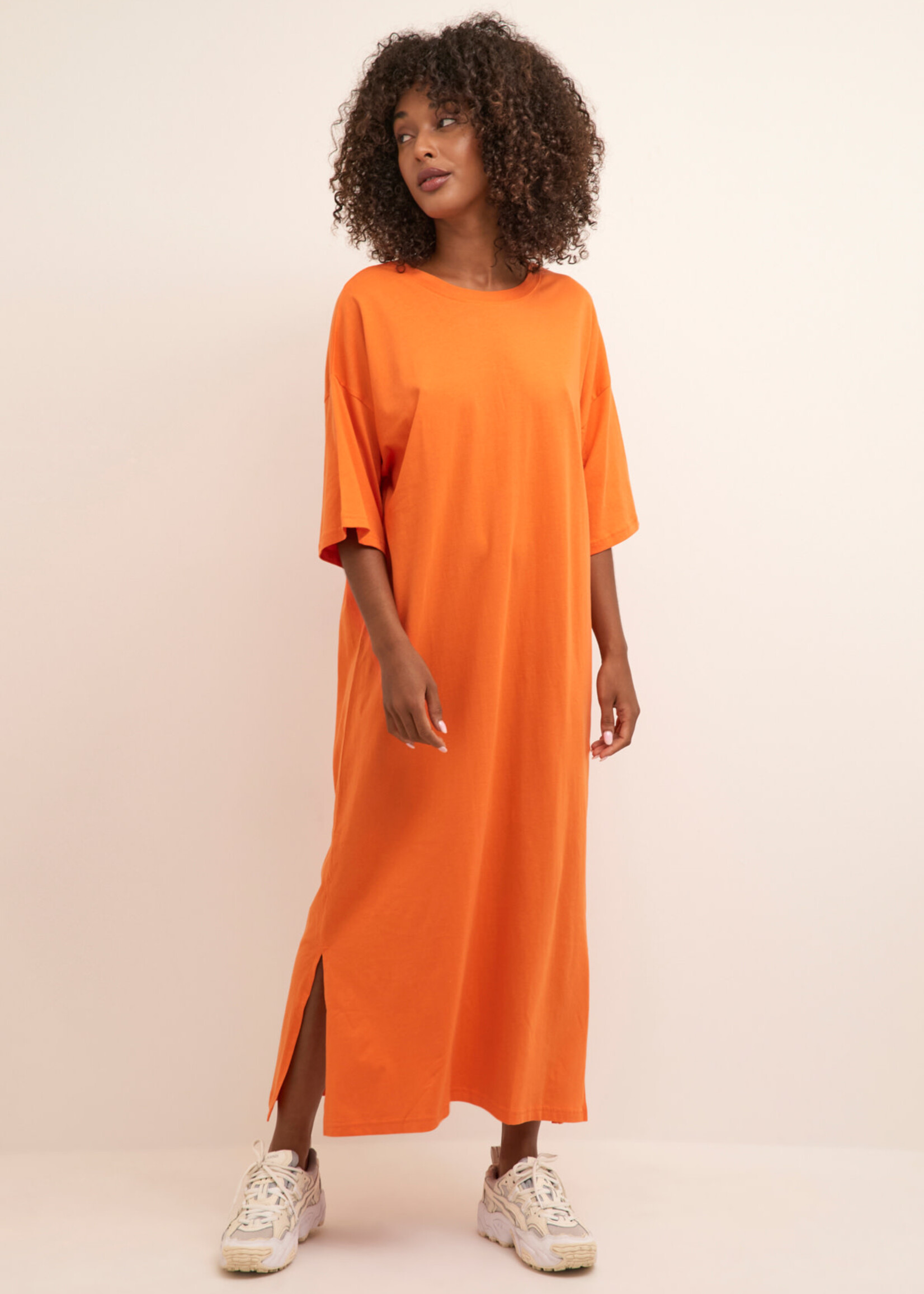 KAFFE Edna 1/2 sleeve dress - Vermillion orange