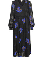 KAFFE Meda dress - Black blue big flower