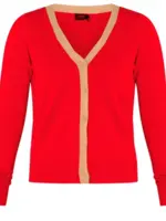 YEST Ginger cardigan - Hot red & camel