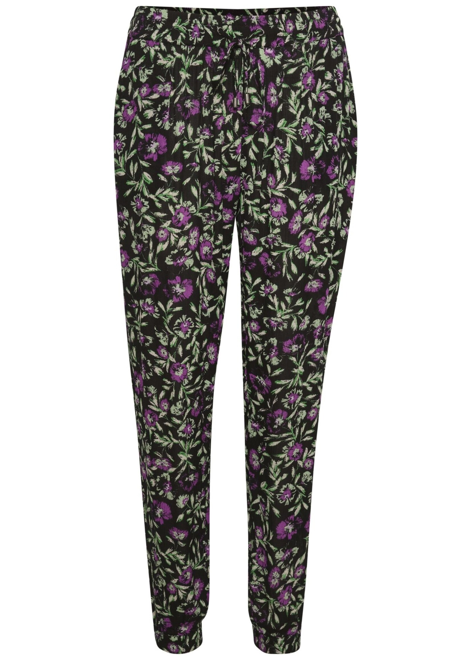 KAFFE Isolde amber pants - Black, green & purple flower