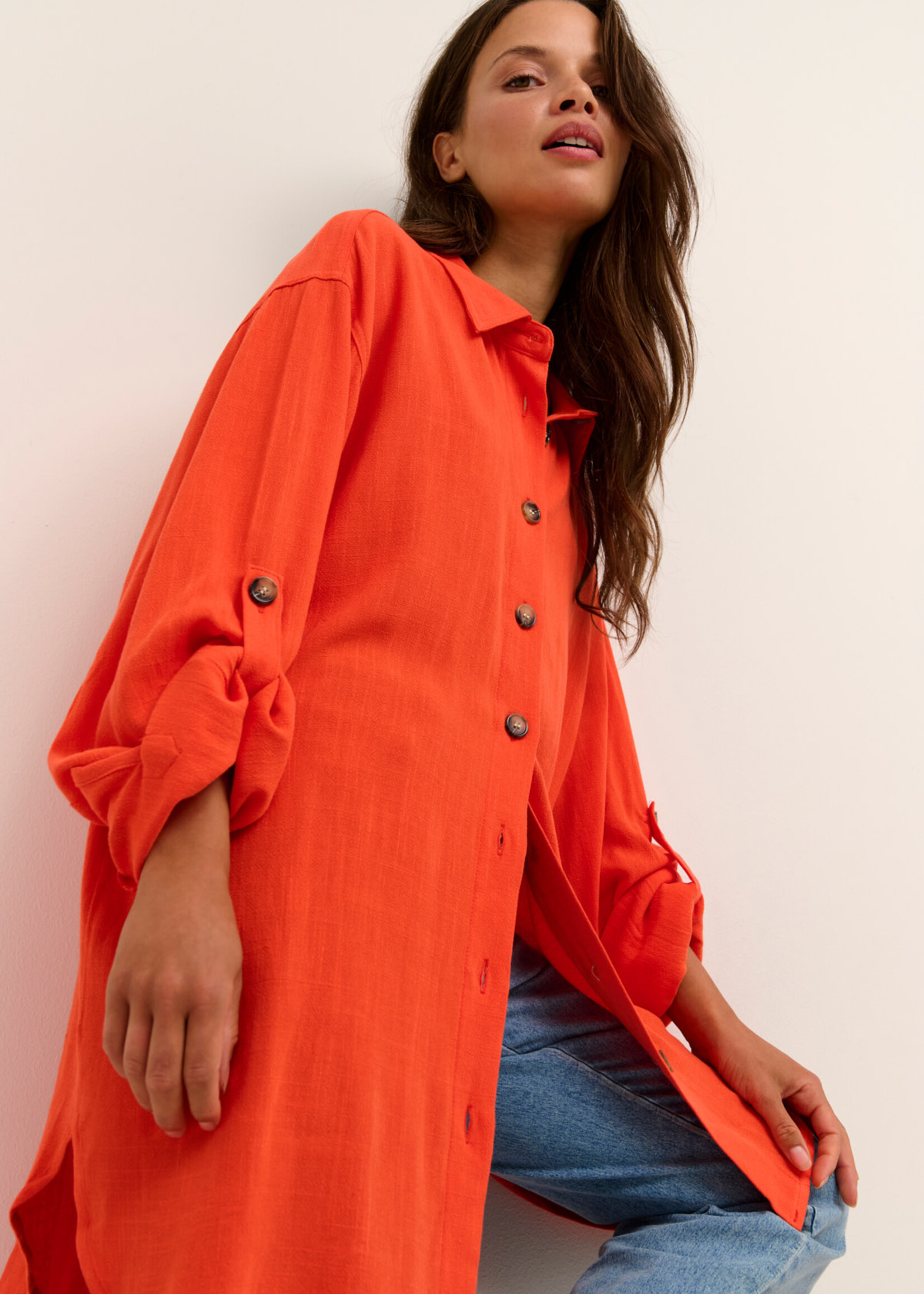 KAFFE Liny shirt - Vermillion orange