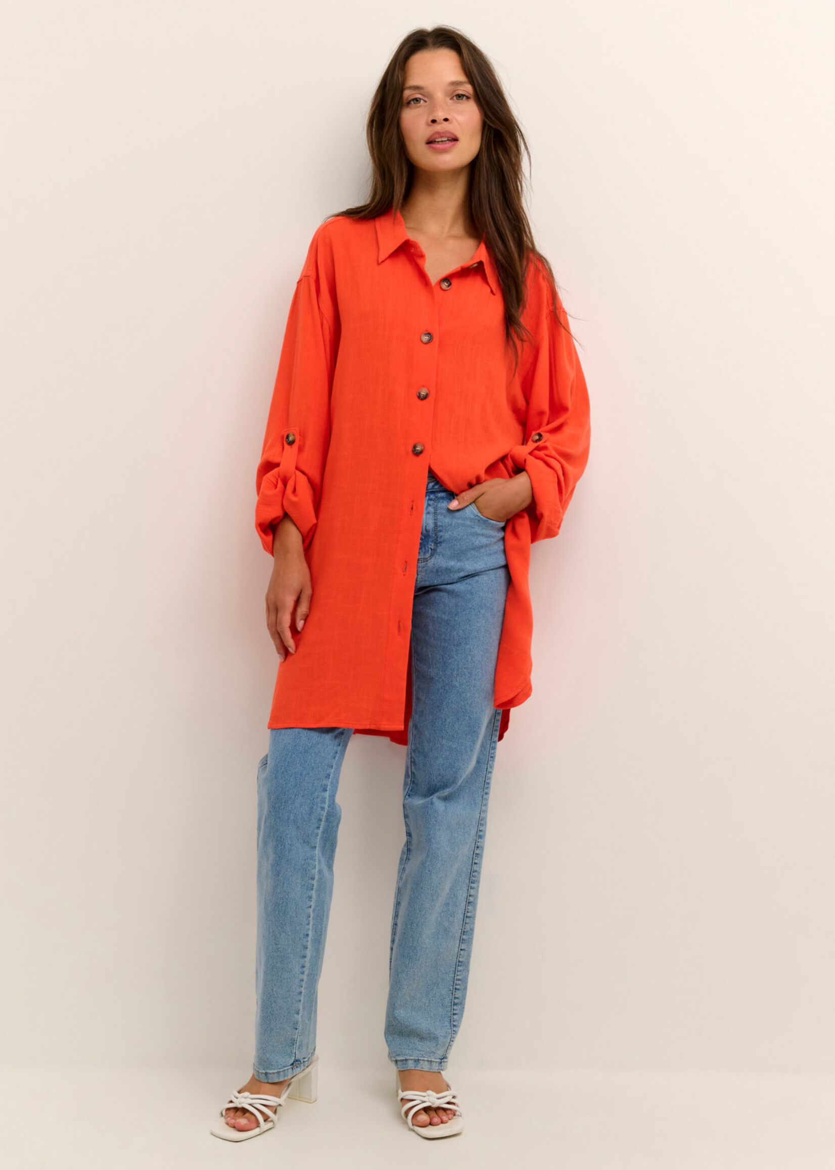 KAFFE Liny shirt - Vermillion orange