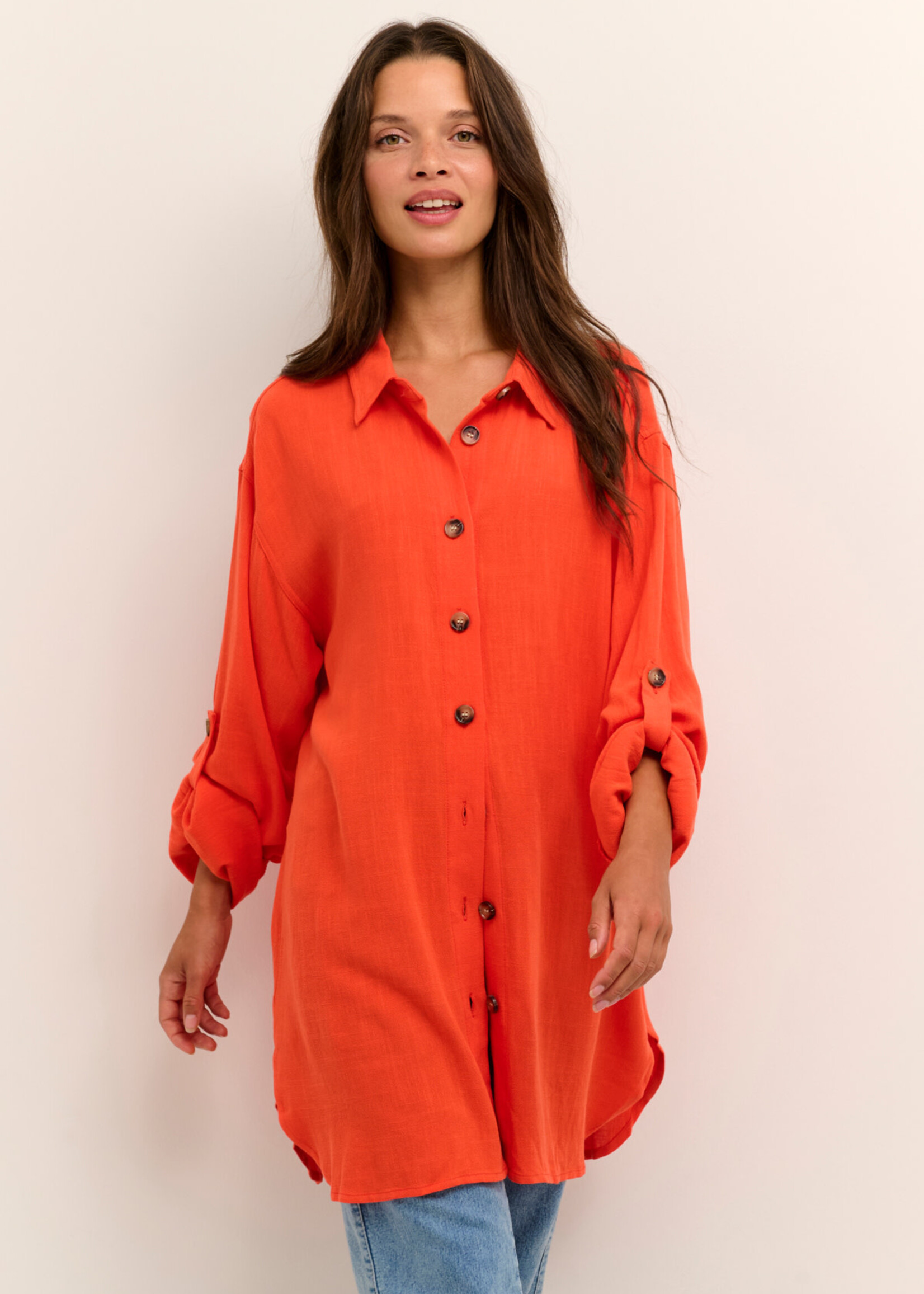 KAFFE Liny shirt - Vermillion orange