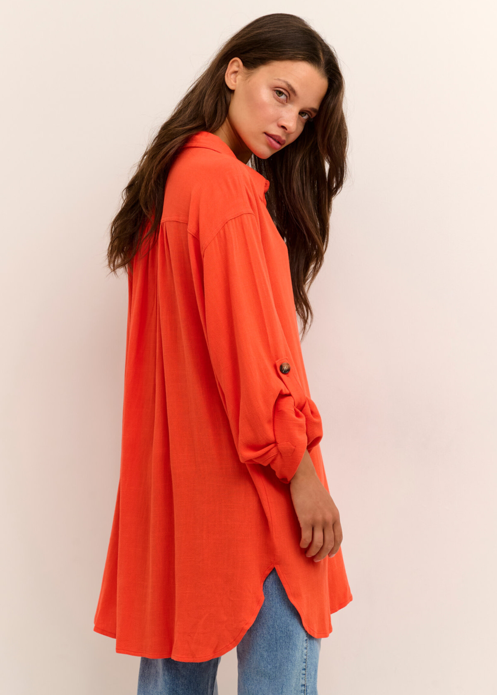 KAFFE Liny shirt - Vermillion orange