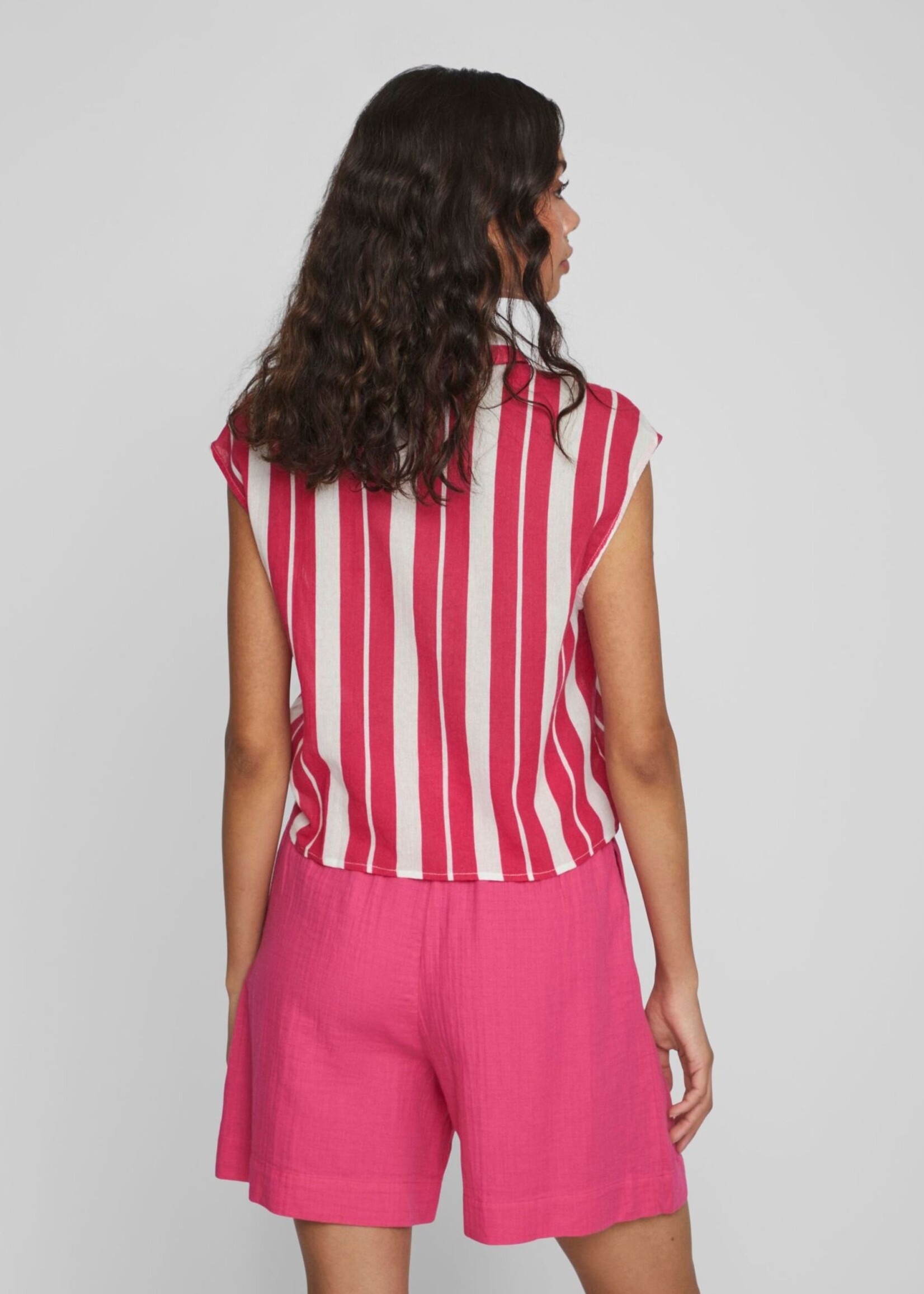 VILA Lully tie top - Pink yarrow