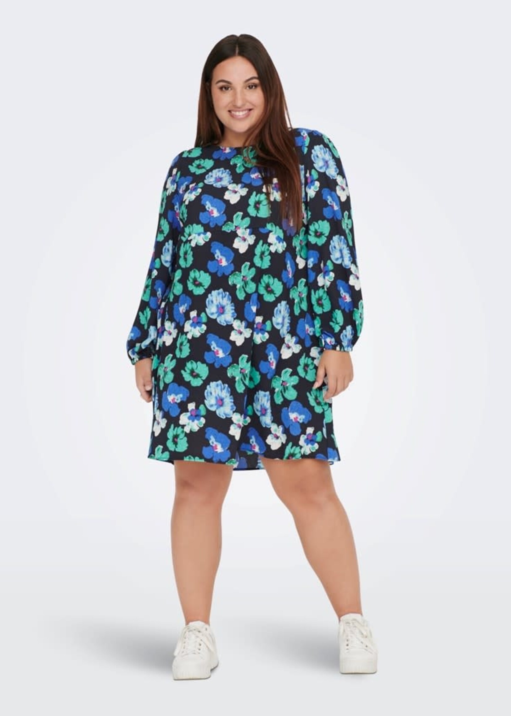 ONLY CARMAKOMA Arwen knee dress - Black bright flowers