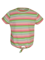 Pinata streepjes t-shirt met knoopje - Pink