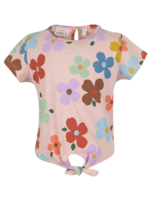 Yona bloemen t-shirt met knoopje - Old pink
