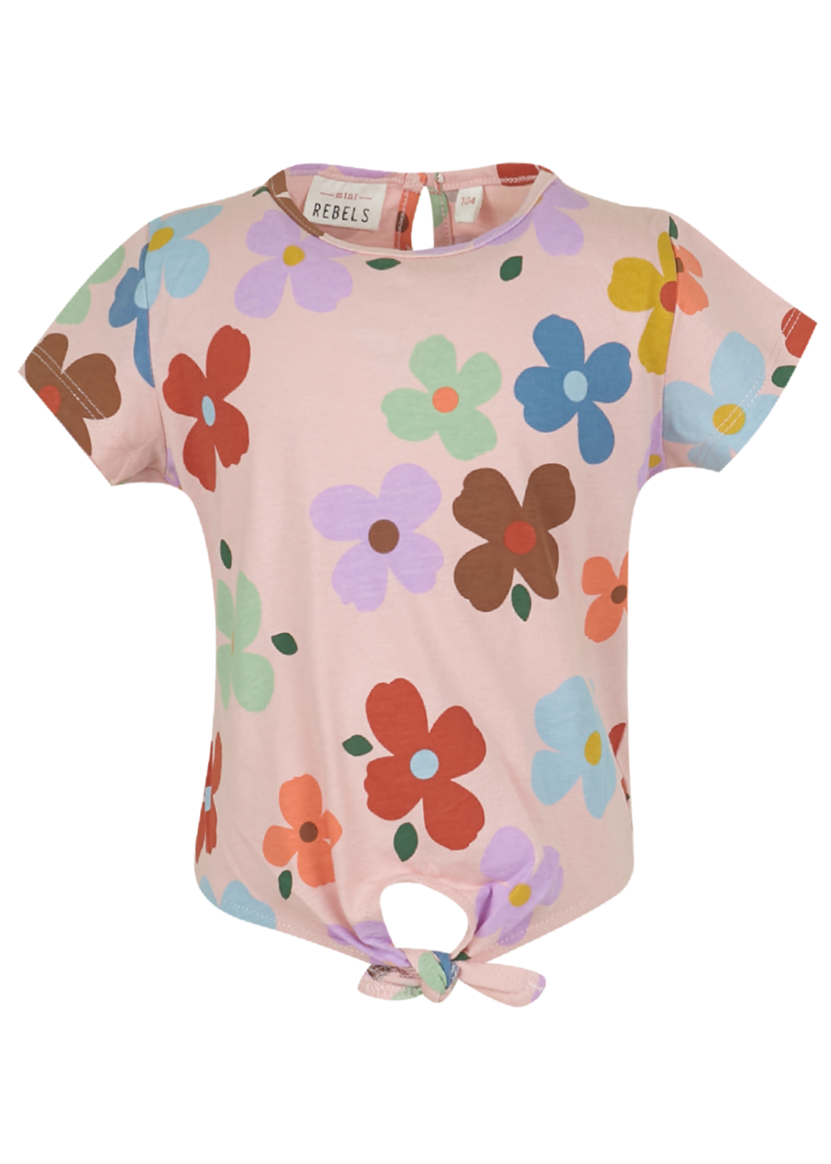 Yona bloemen t-shirt met knoopje - Old pink