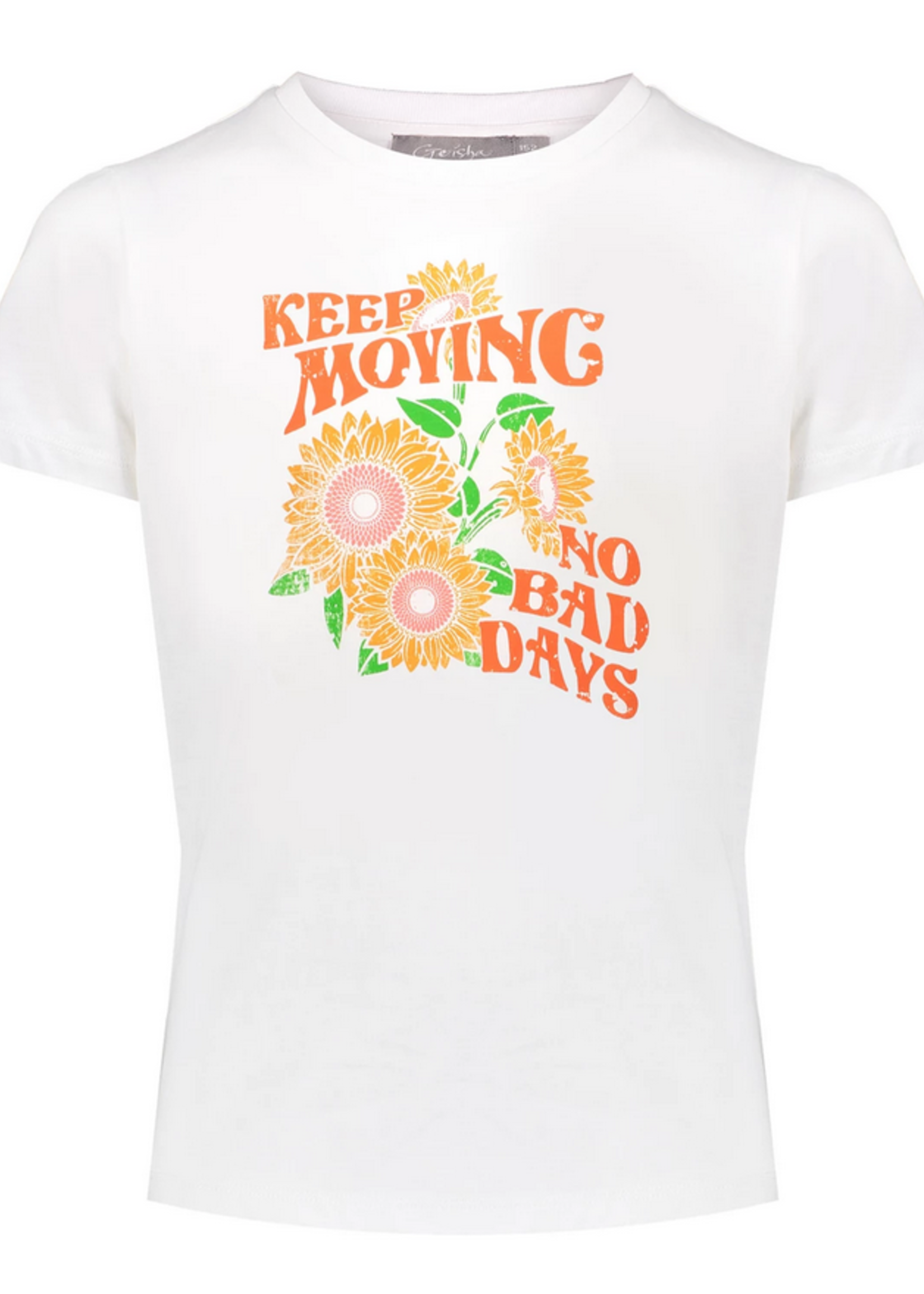 T-shirt 'Keep moving' - Off white & coral