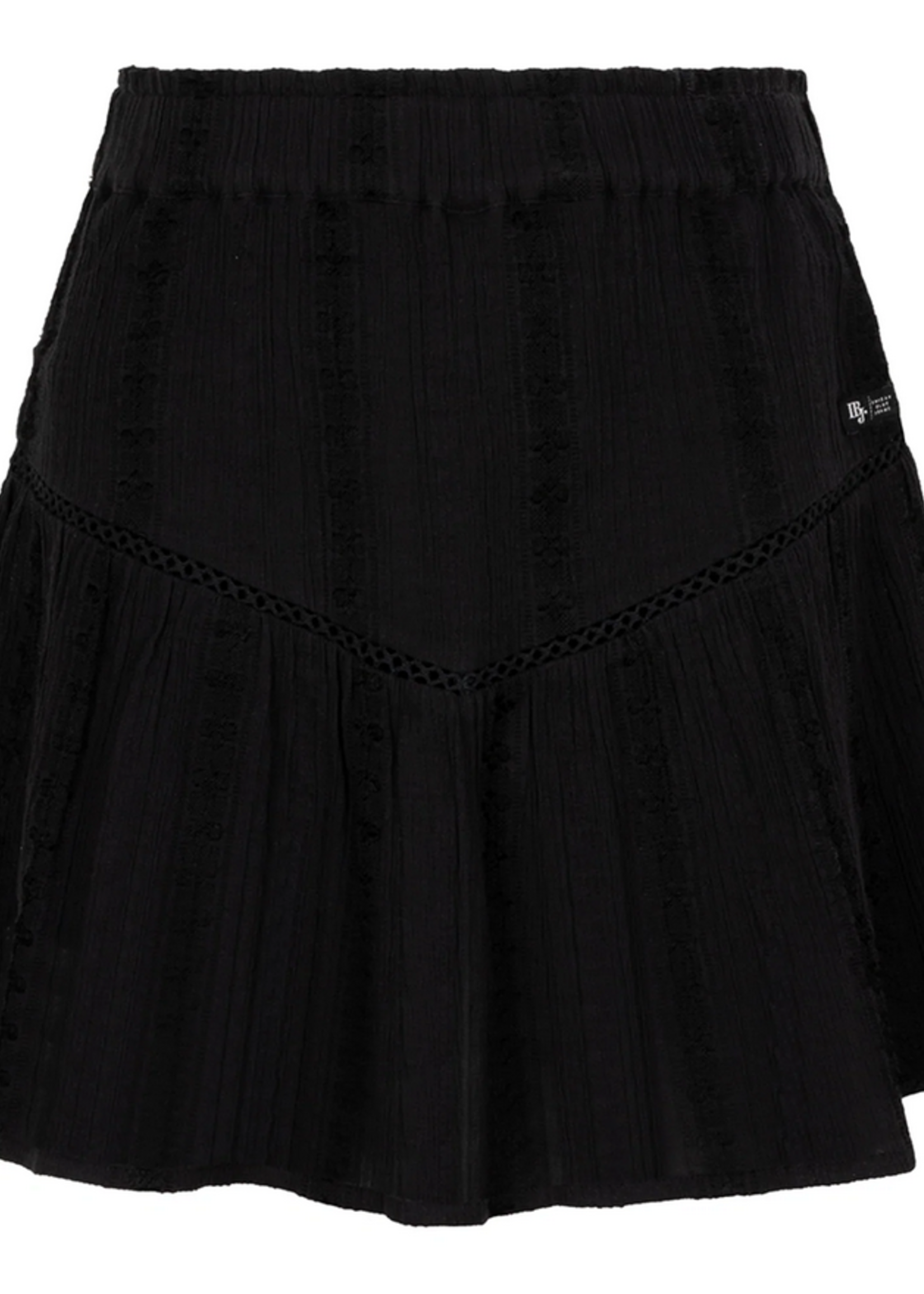 Ruffle skort embroidery - Black