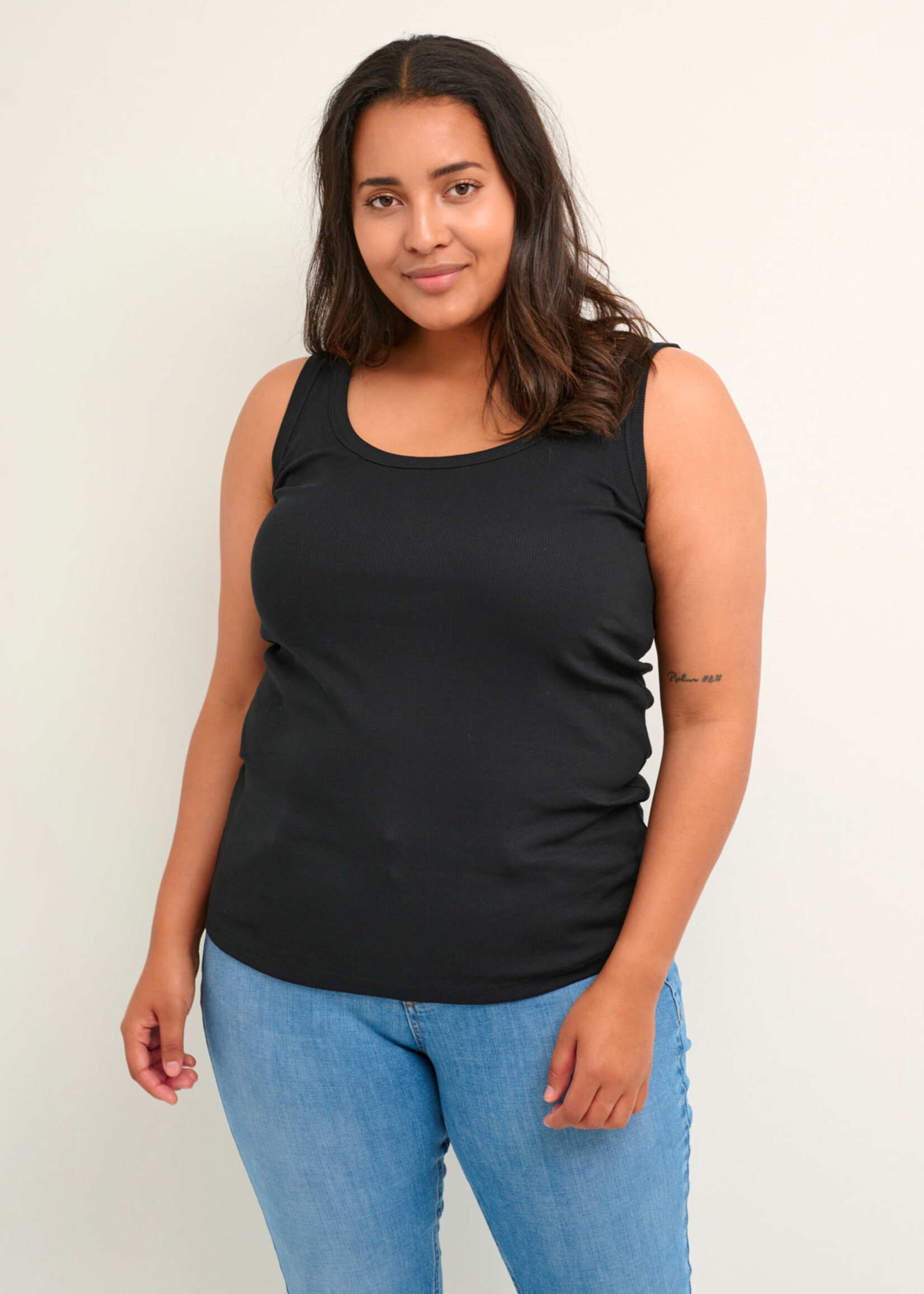 KAFFE CURVE Carina tank top - Black deep