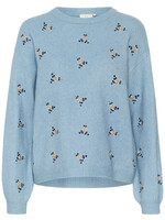 KAFFE Josie knit pullover - Faded denim & feather flower