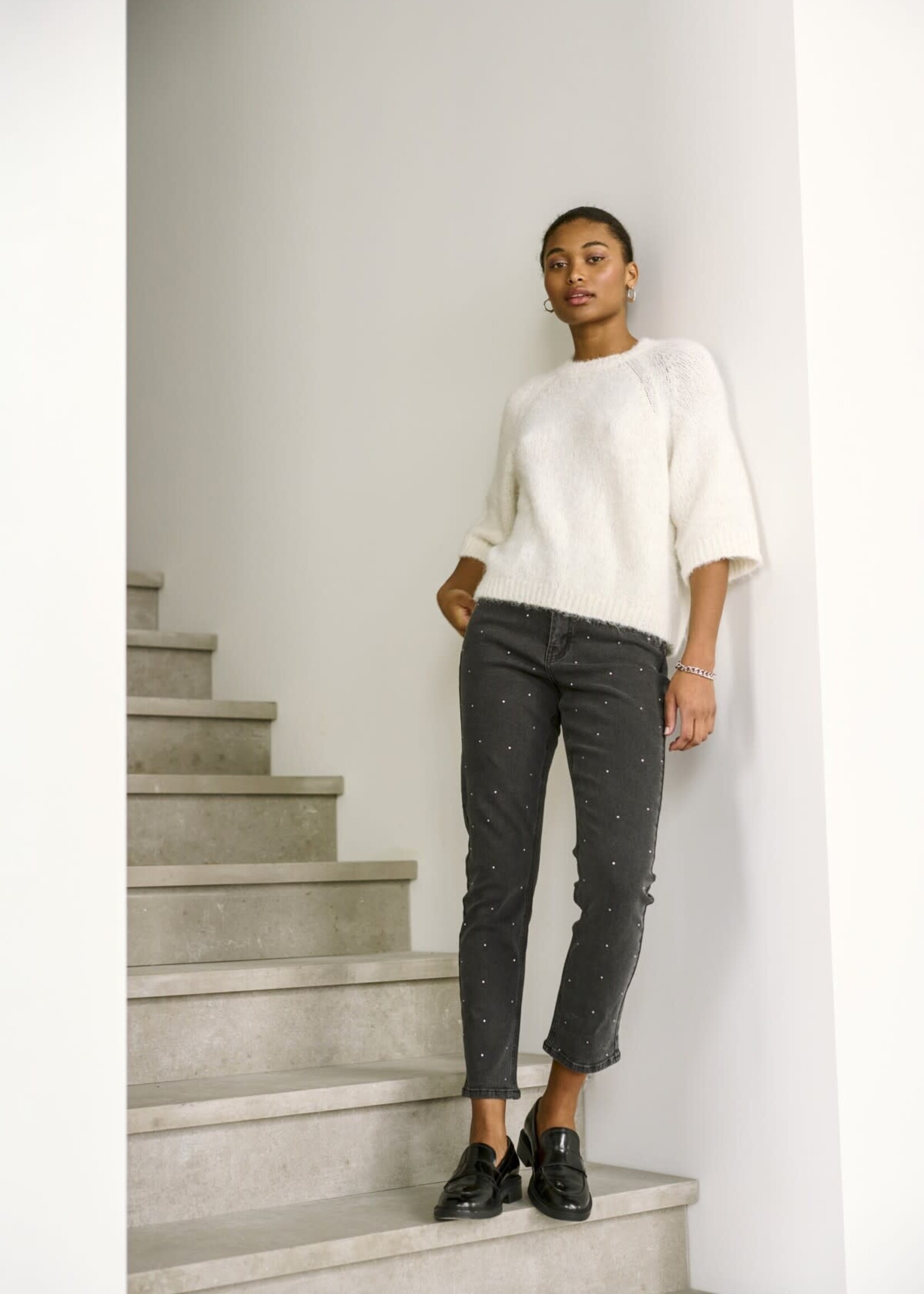 KAFFE Emilie cropped knit pullover - Chalk