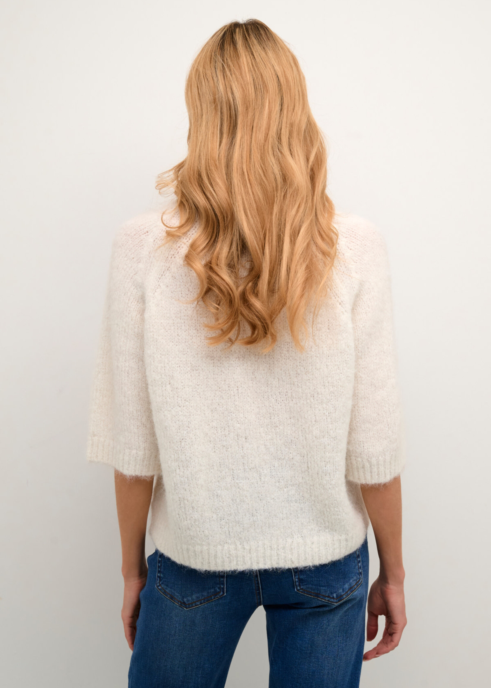 KAFFE Emilie cropped knit pullover - Chalk